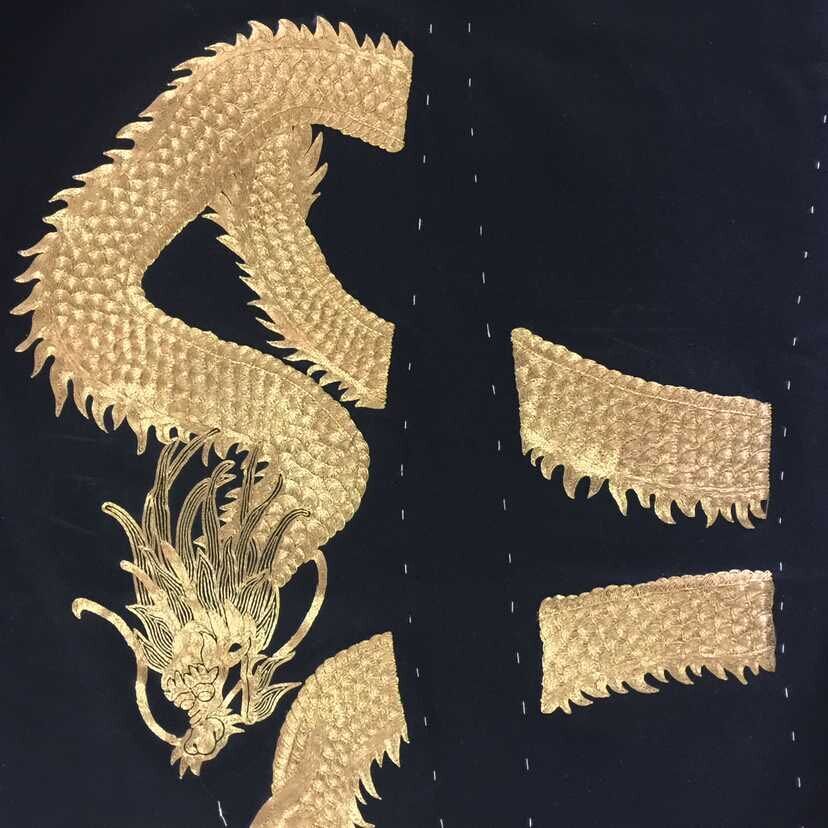 Black mens suit with dragon embroidery