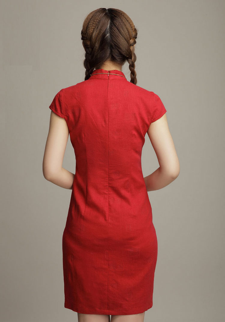 cotton short qipao dress