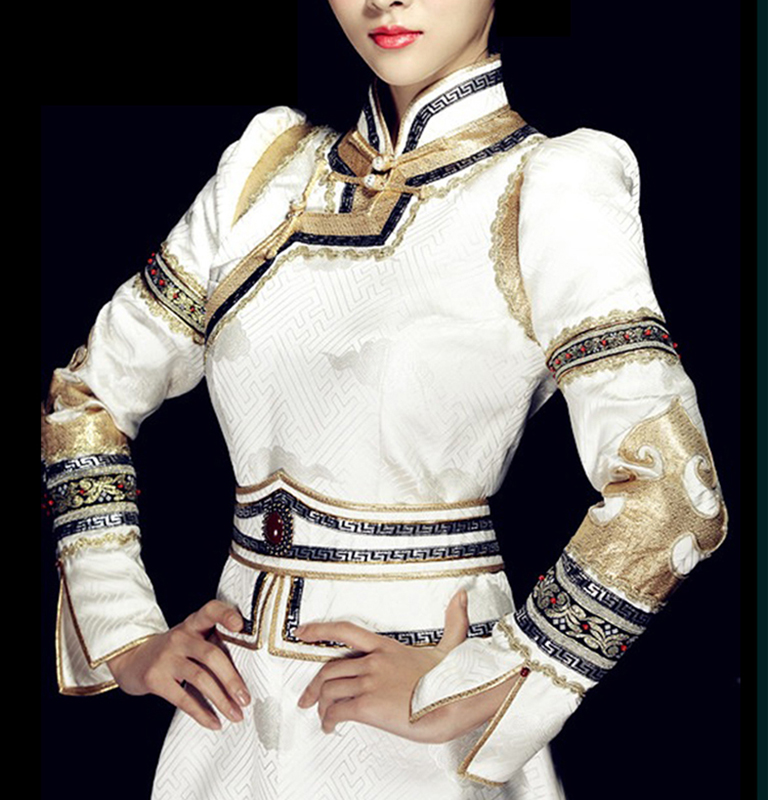 White high collar mongolia dress