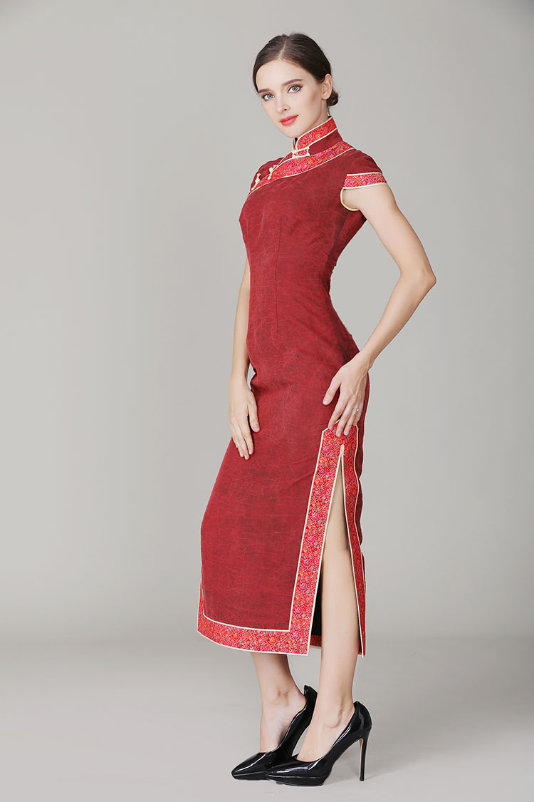 Jagged red Buttercup silk qipao dress
