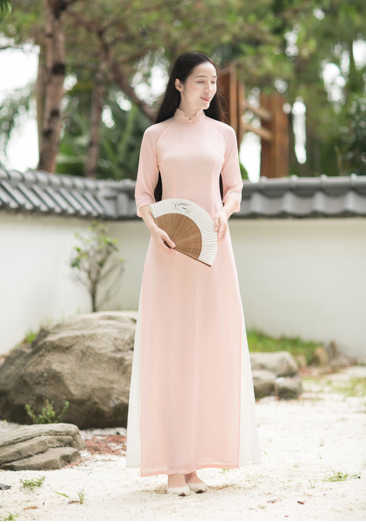 Pink long chinese tea dress