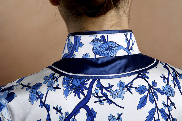 Blue and white porcelain cheongsam