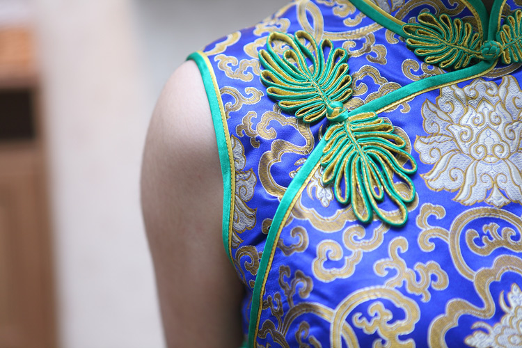 Blue sleeveless QiPao