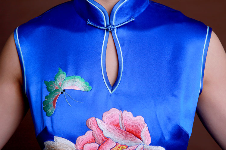 blue short cheongsam dress blue short cheongsam dress