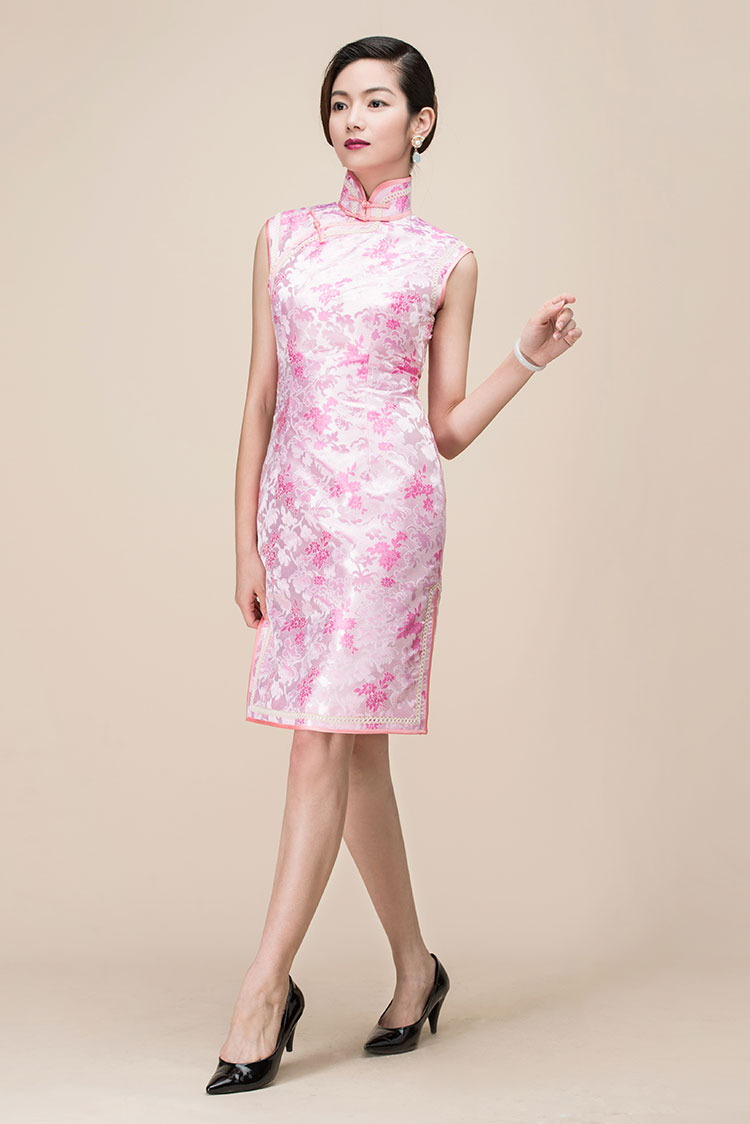 pink short qipao dress