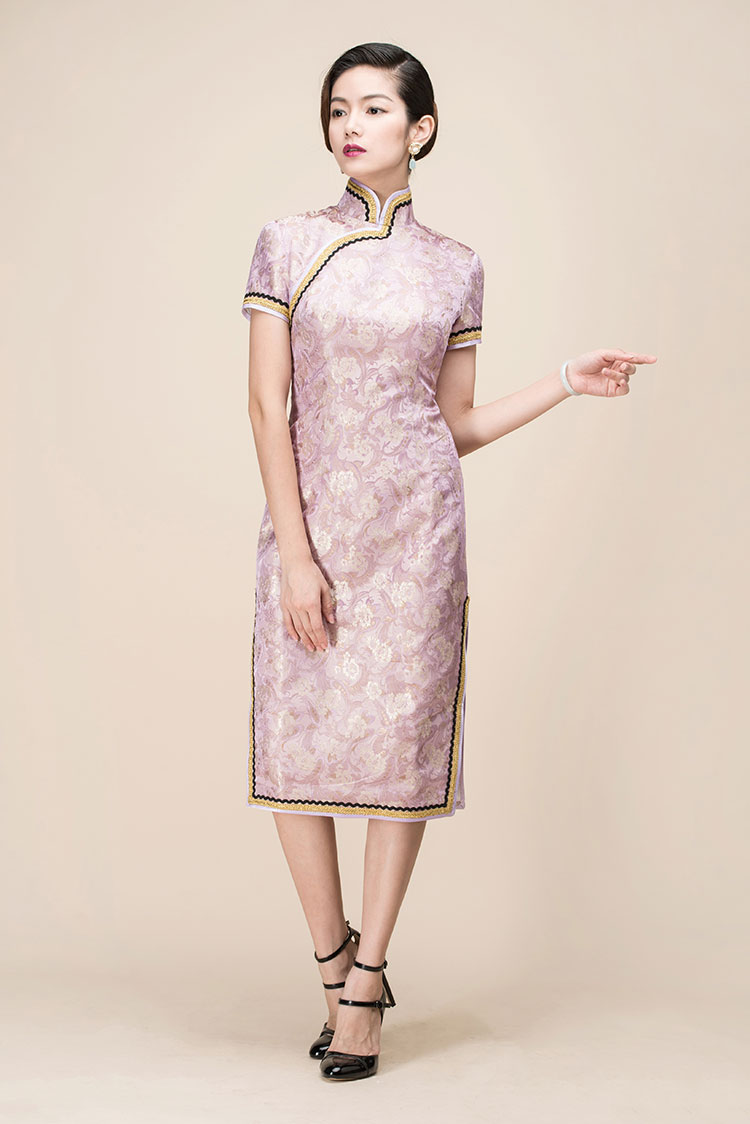 Colocasia color qipao dress