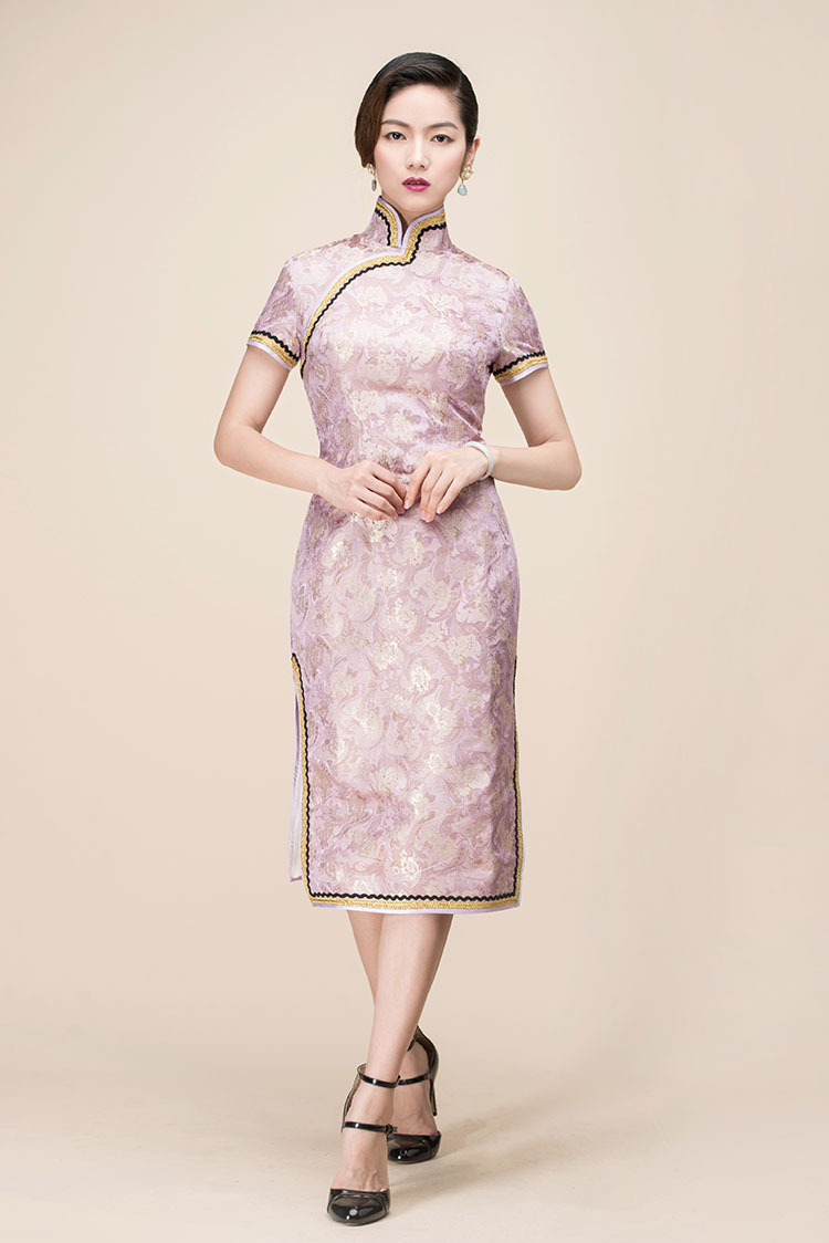 Colocasia color qipao dress