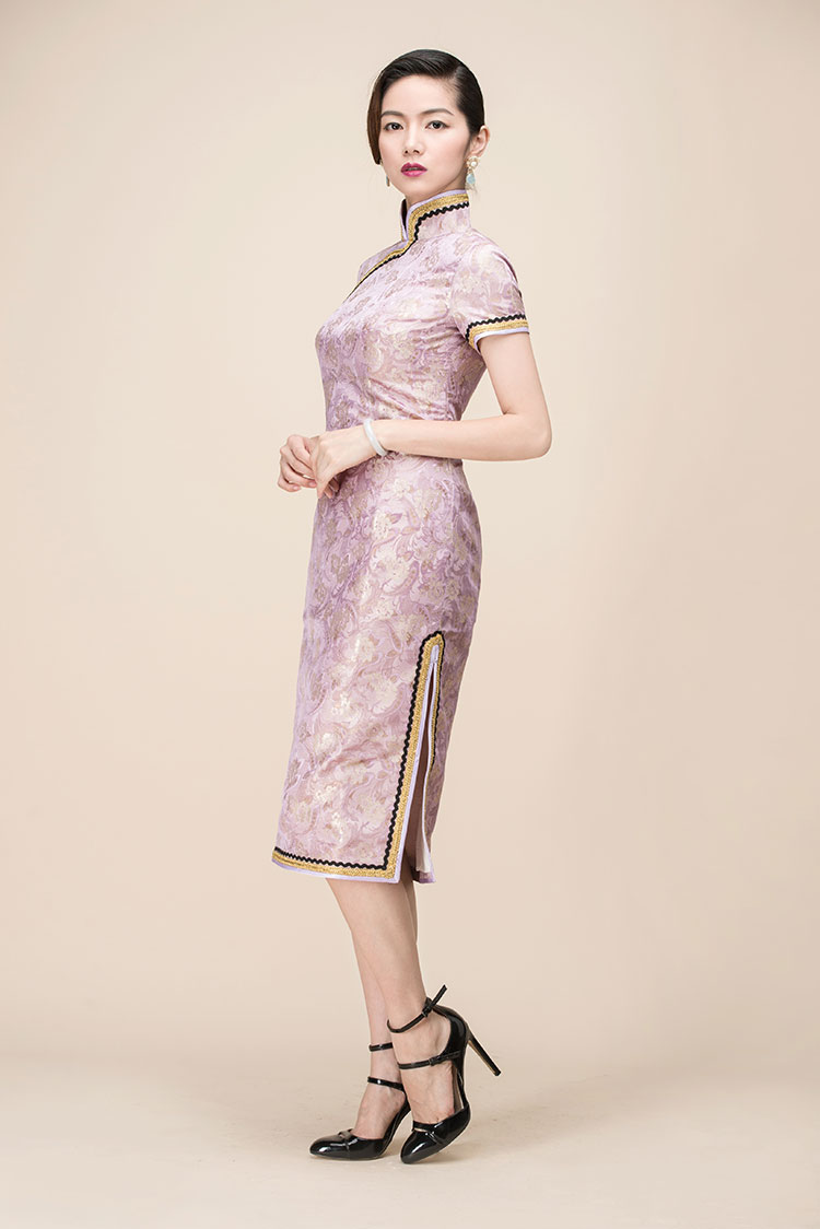 Colocasia color qipao dress