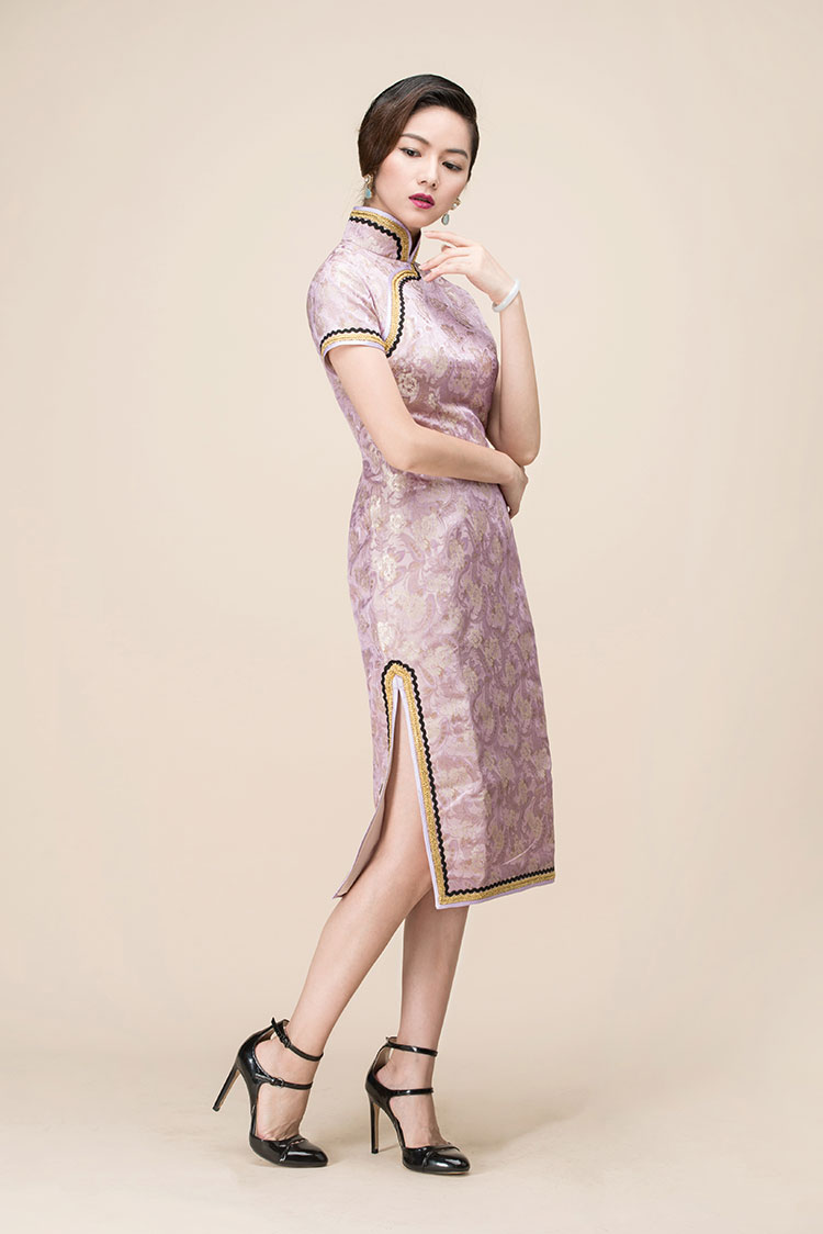 Colocasia color qipao dress