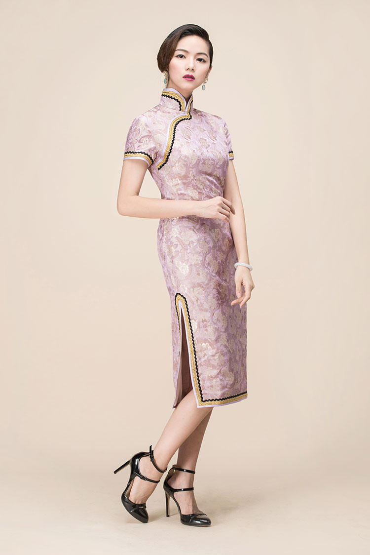 Colocasia color qipao dress