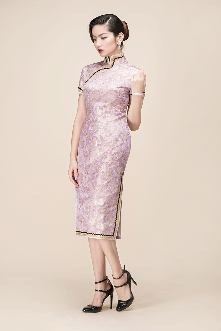 Colocasia color qipao dress