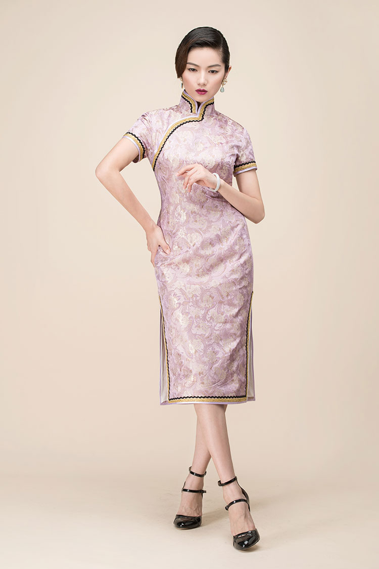 Colocasia color qipao dress