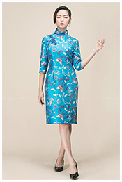 Blue qipao for Chinese lady