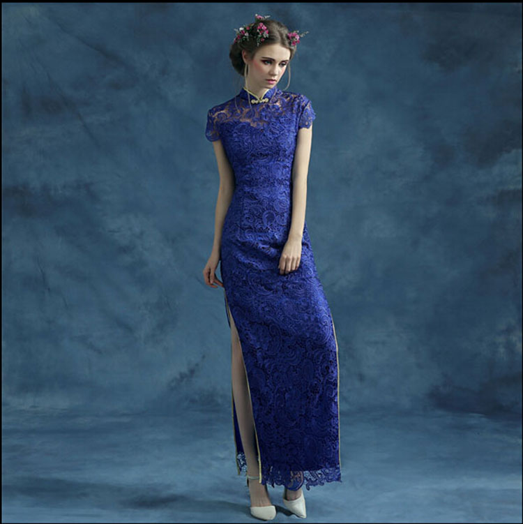Blue lace cheongsam qipao dress Blue lace cheongsam qipao dress