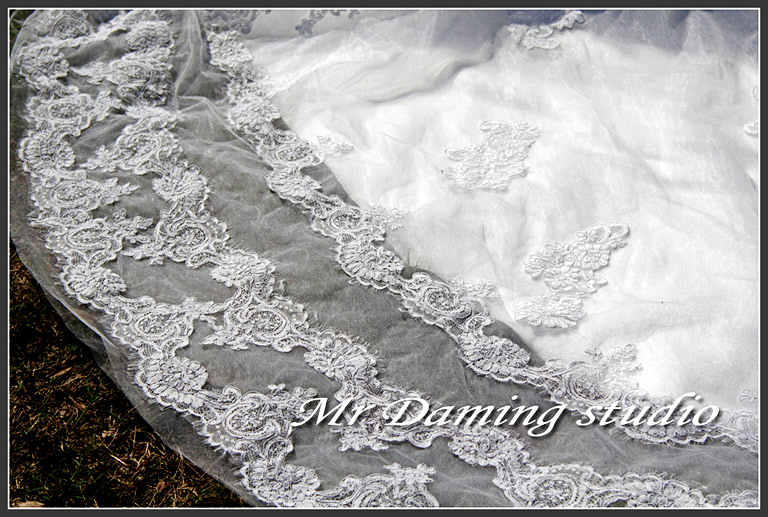 Hemline of wedding veil