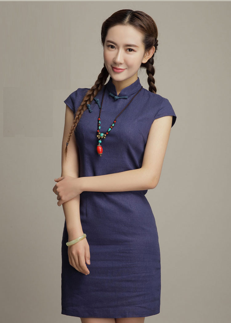 cotton short qipao dress cotton short qipao dress