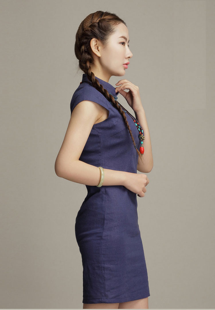 cotton short qipao dress cotton short qipao dress