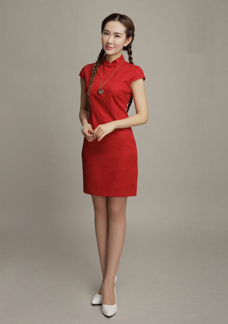 cotton short qipao dress cotton short qipao dress