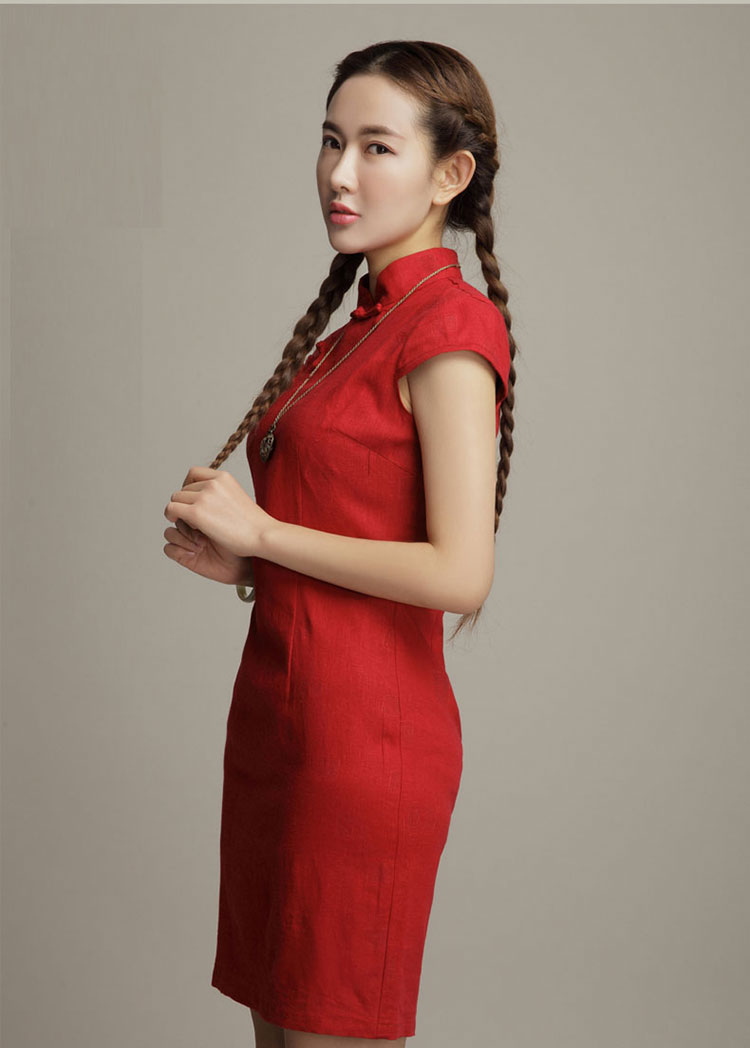 cotton short qipao dress