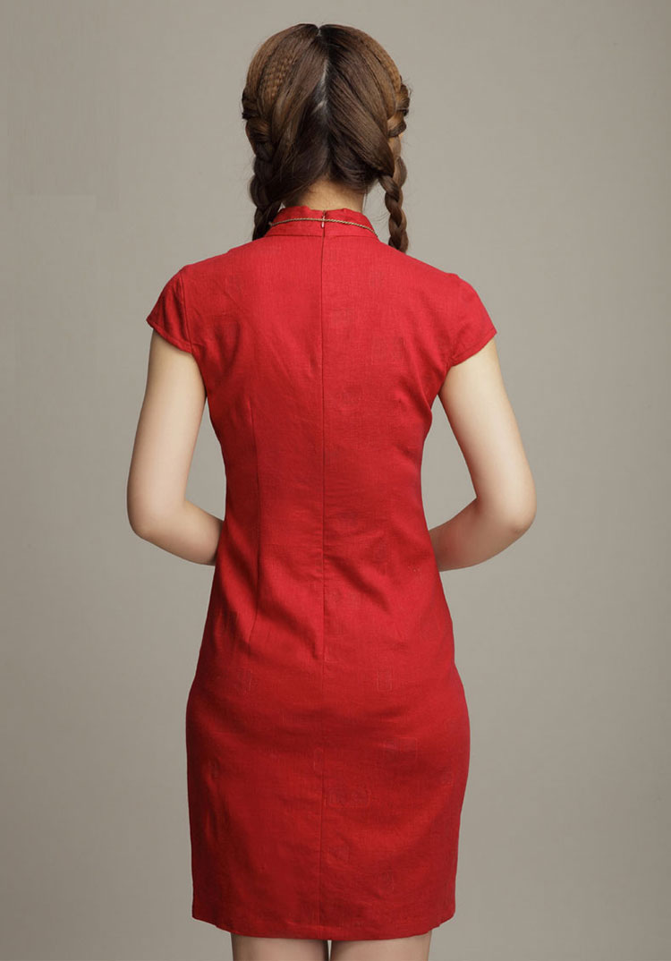 cotton short qipao dress cotton short qipao dress