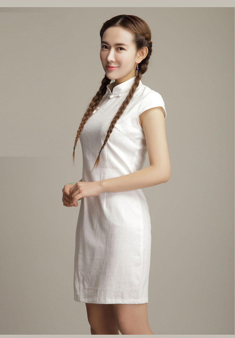 light blue cotton short qipao dress light blue cotton short qipao dress