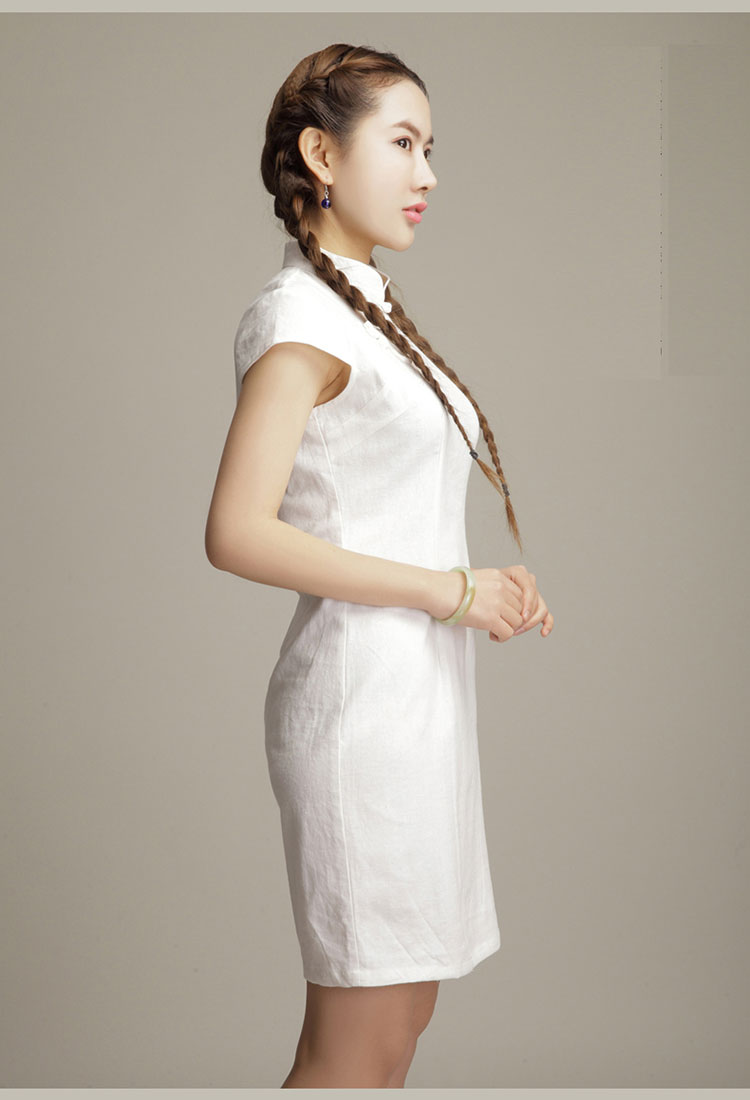 light blue cotton short qipao dress light blue cotton short qipao dress