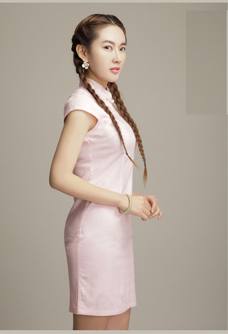 light blue cotton short qipao dress light blue cotton short qipao dress