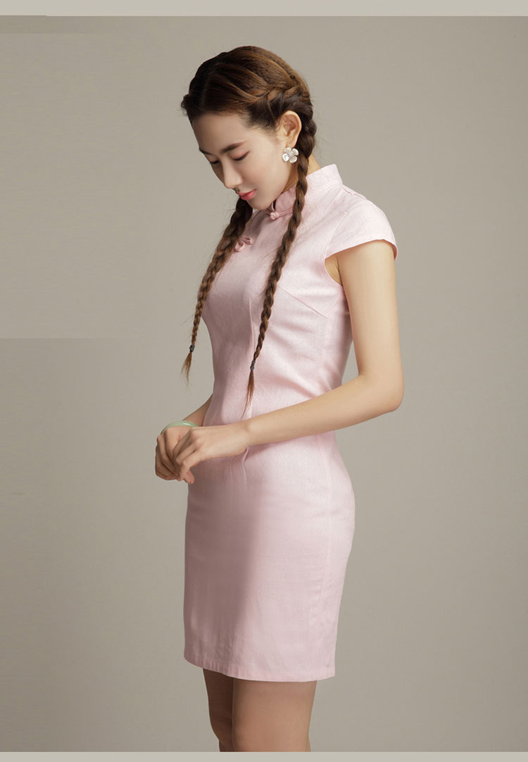 light blue cotton short qipao dress light blue cotton short qipao dress