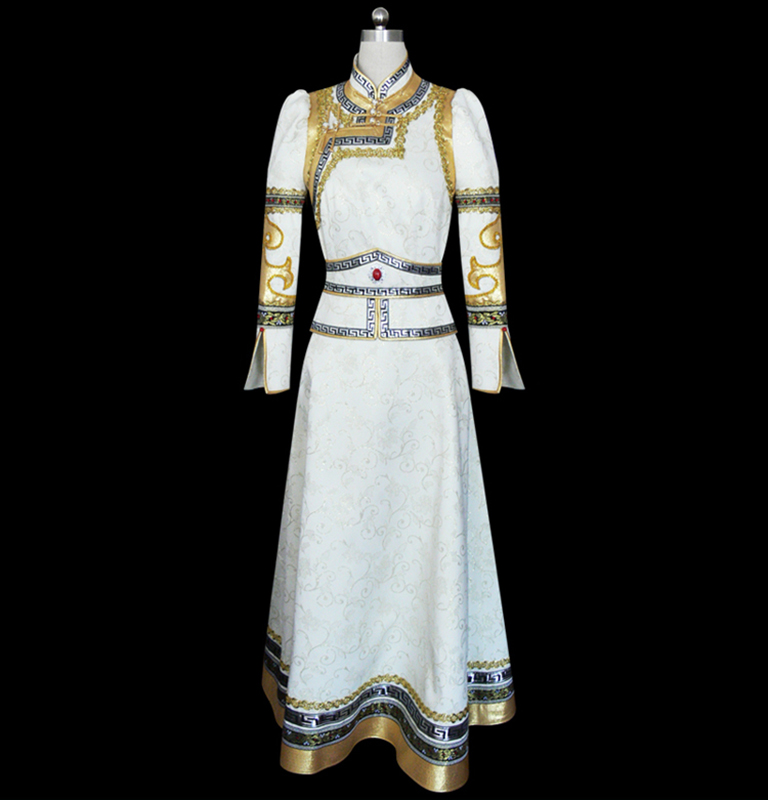 White high collar mongolia dress