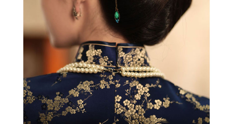 Dark blue plum cheongsam dress 