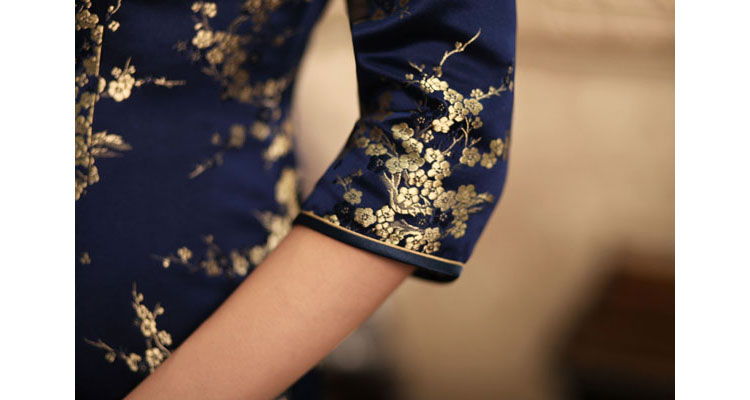 Dark blue plum cheongsam dress 