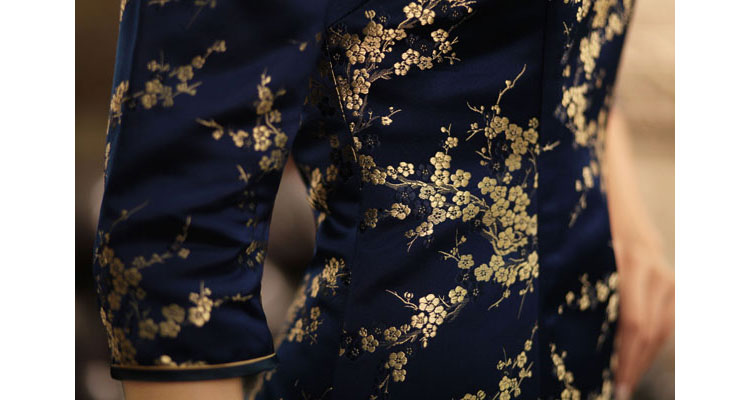 Dark blue plum cheongsam dress 