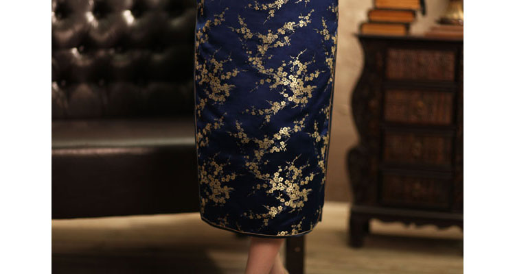 Dark blue plum cheongsam dress 