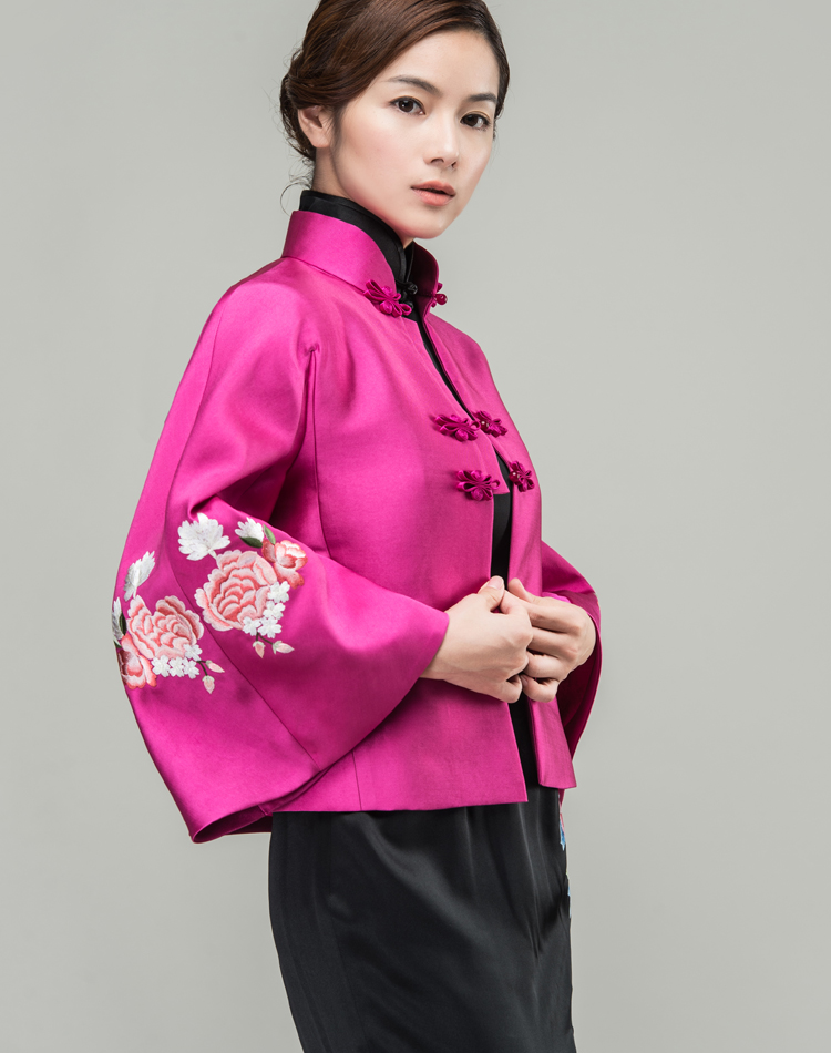 Watermelon Red silk Chinese jacket