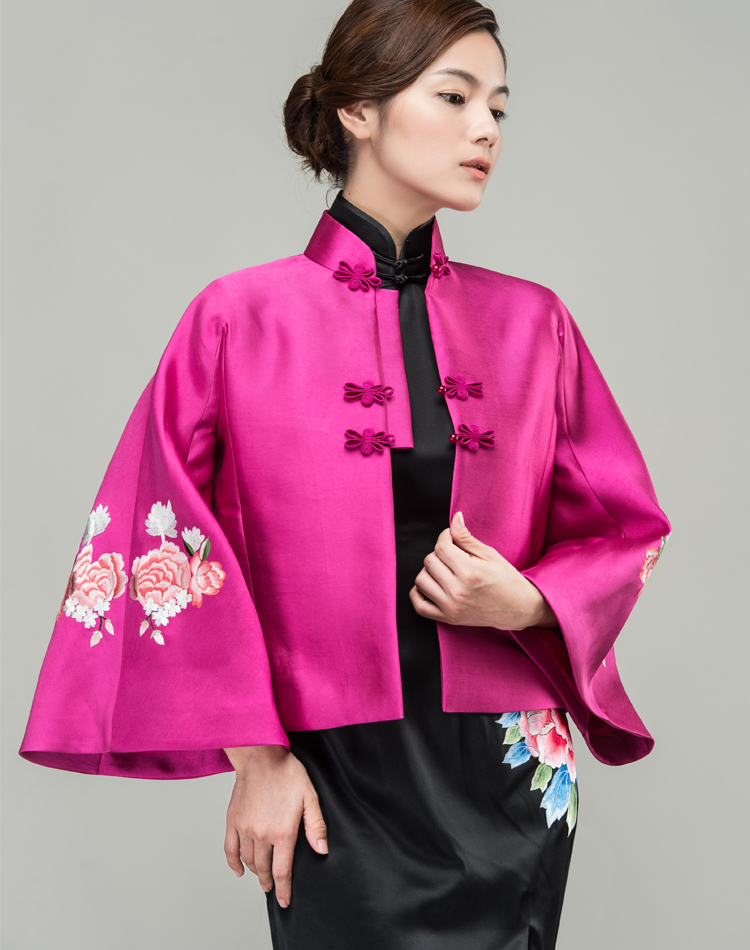 Watermelon Red silk Chinese jacket