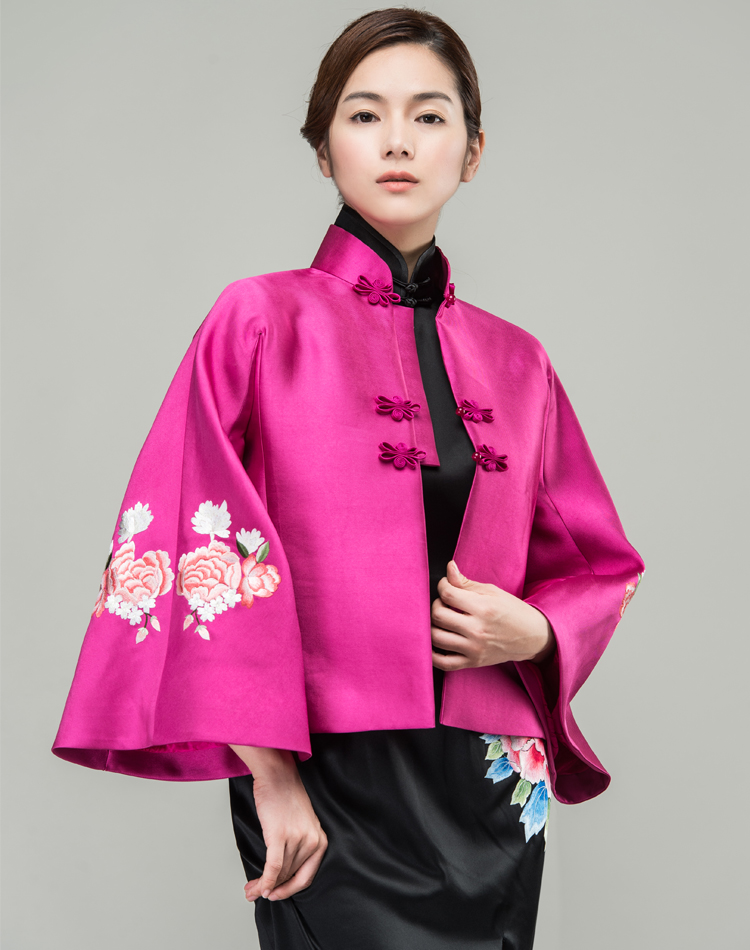 Watermelon Red silk Chinese jacket