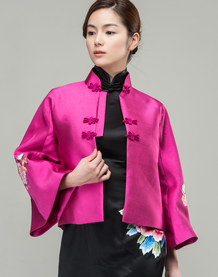 Watermelon Red silk Chinese jacket