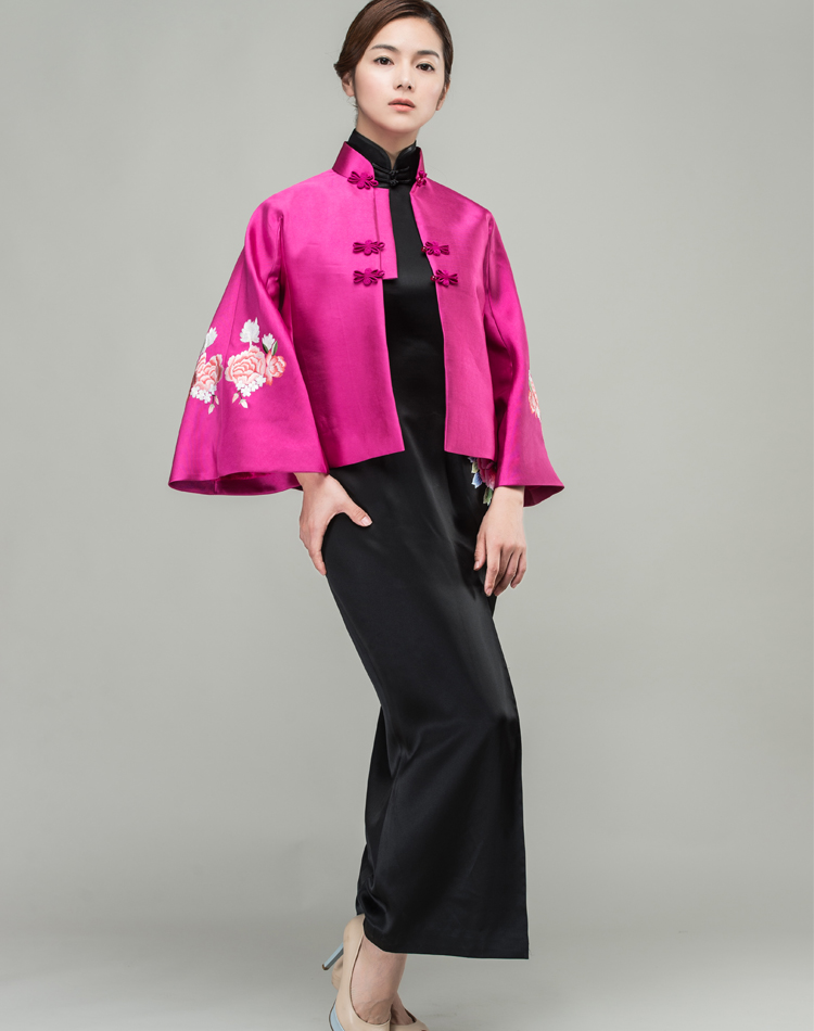 Watermelon Red silk Chinese jacket