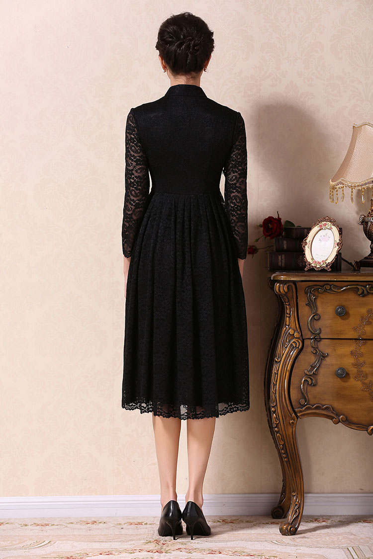 Black A-skirt qipao dress