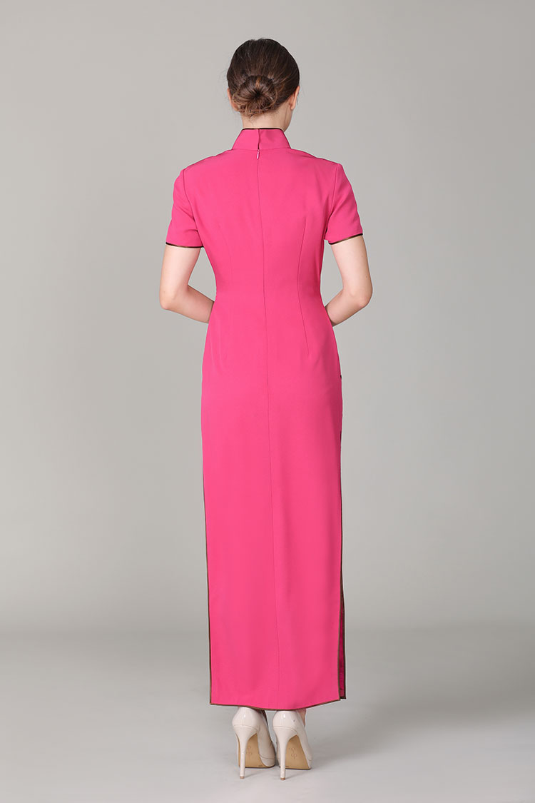 Begonia rose cheongsam dress with embroidery