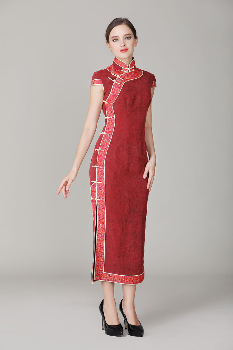 Jagged red Buttercup silk qipao dress Jagged red Buttercup silk qipao dress