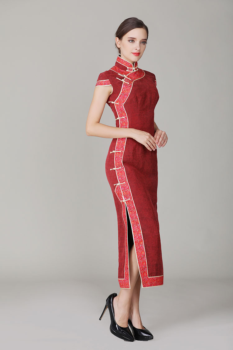 Jagged red Buttercup silk qipao dress