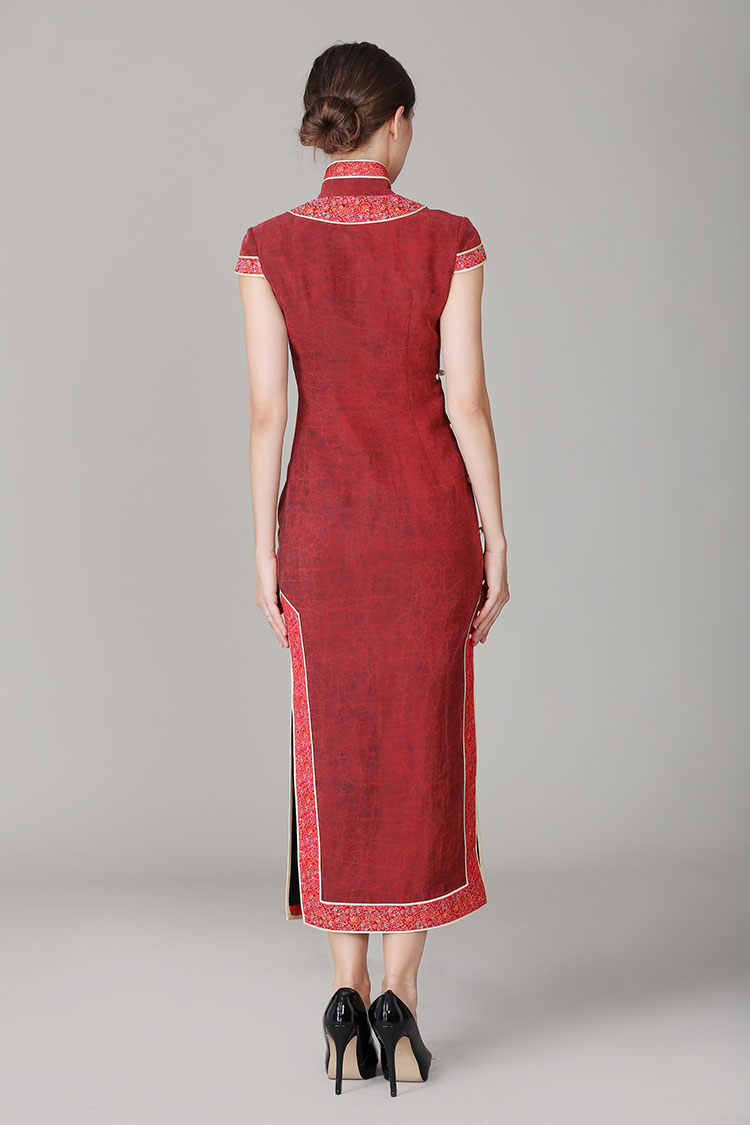 Jagged red Buttercup silk qipao dress