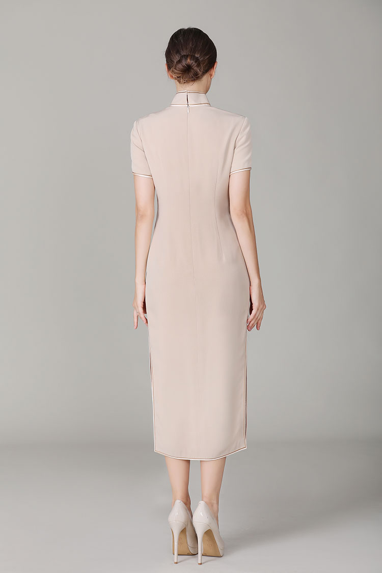 Champagne cheongsam dress with embroidery Champagne cheongsam dress with embroidery