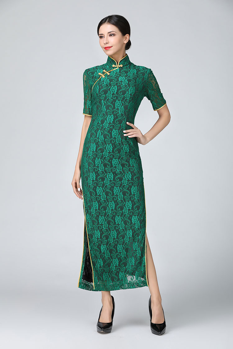 Green lace cheongsam