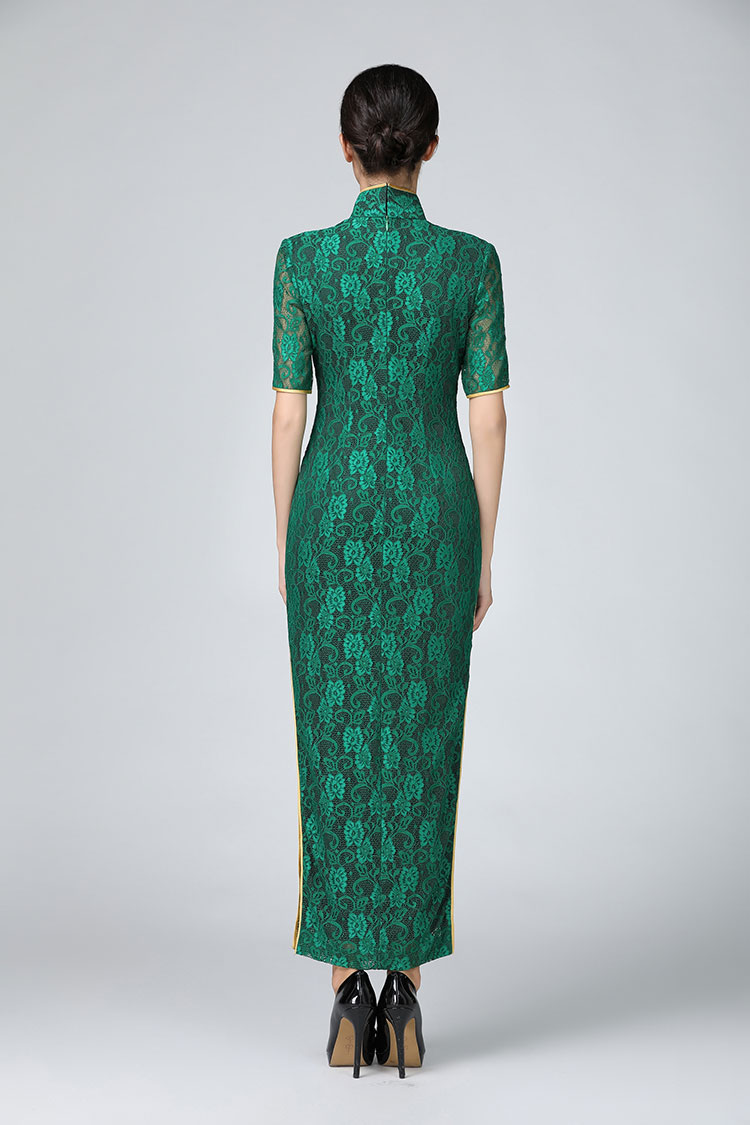 Green lace cheongsam