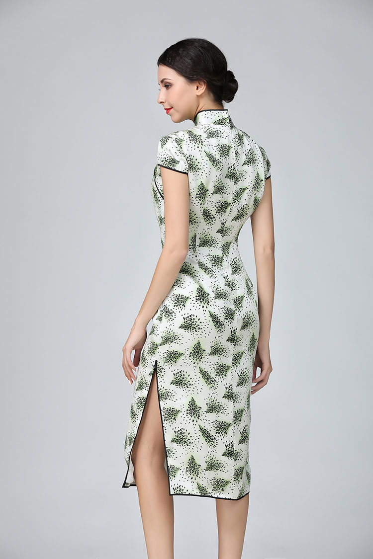 Tree leafge short qipao dress