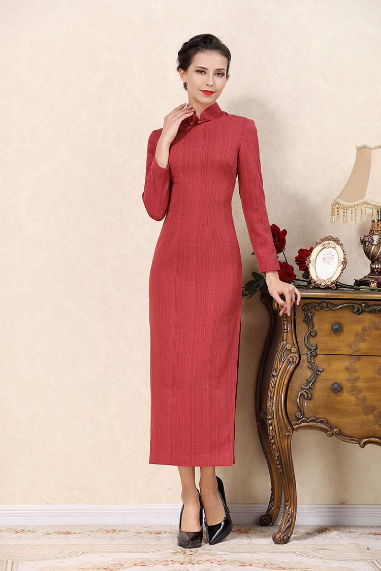 Light coral red cheongsam dress