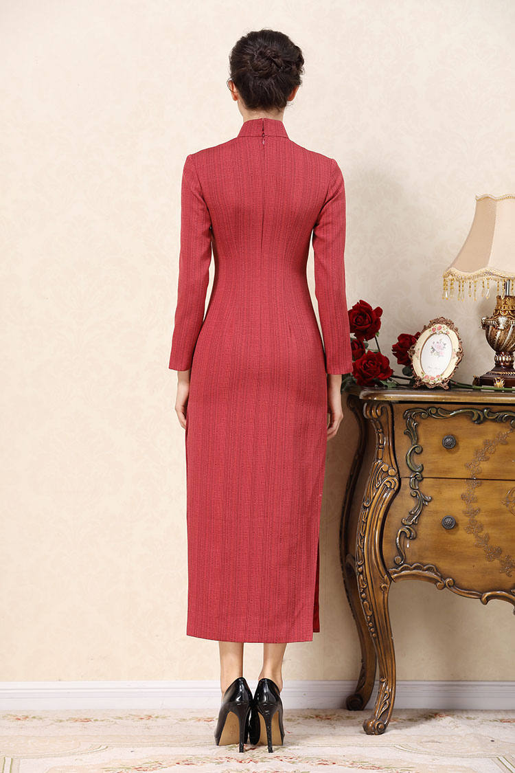 Light coral red cheongsam dress