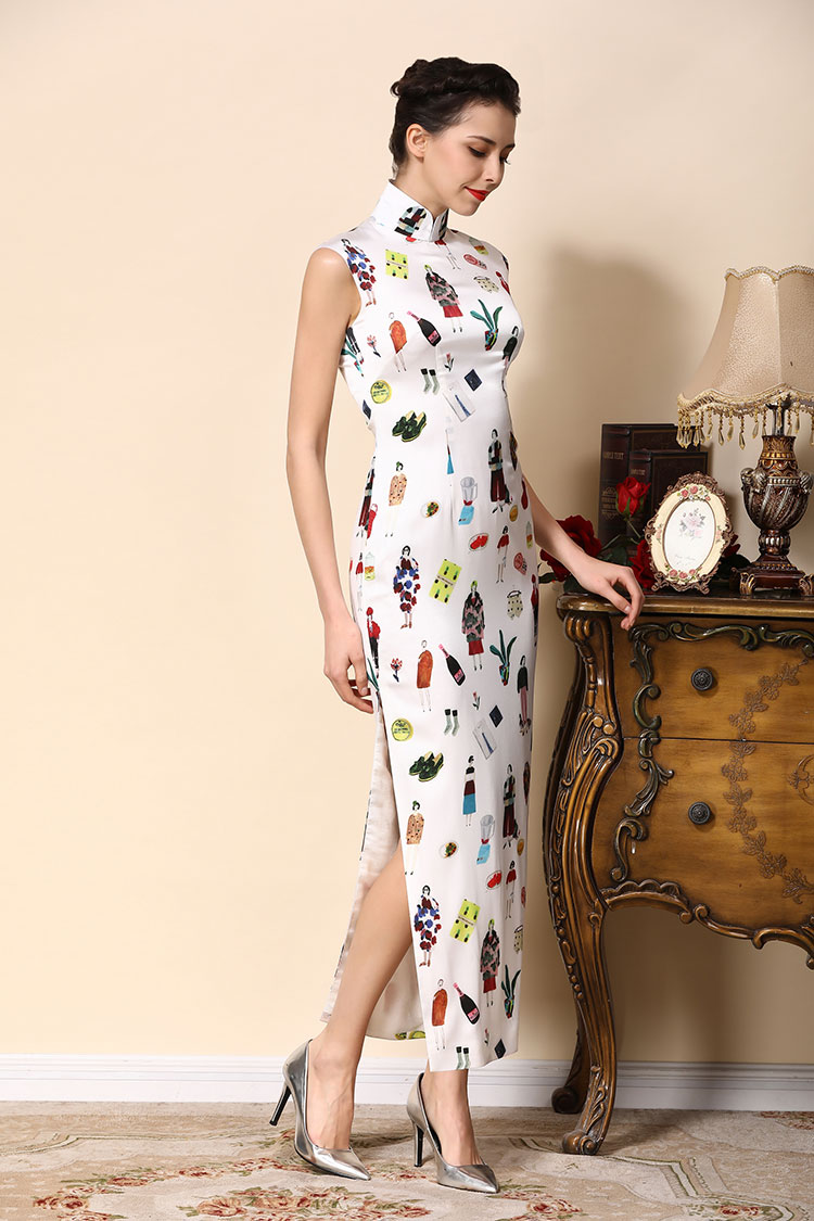 White modern choengsam dress